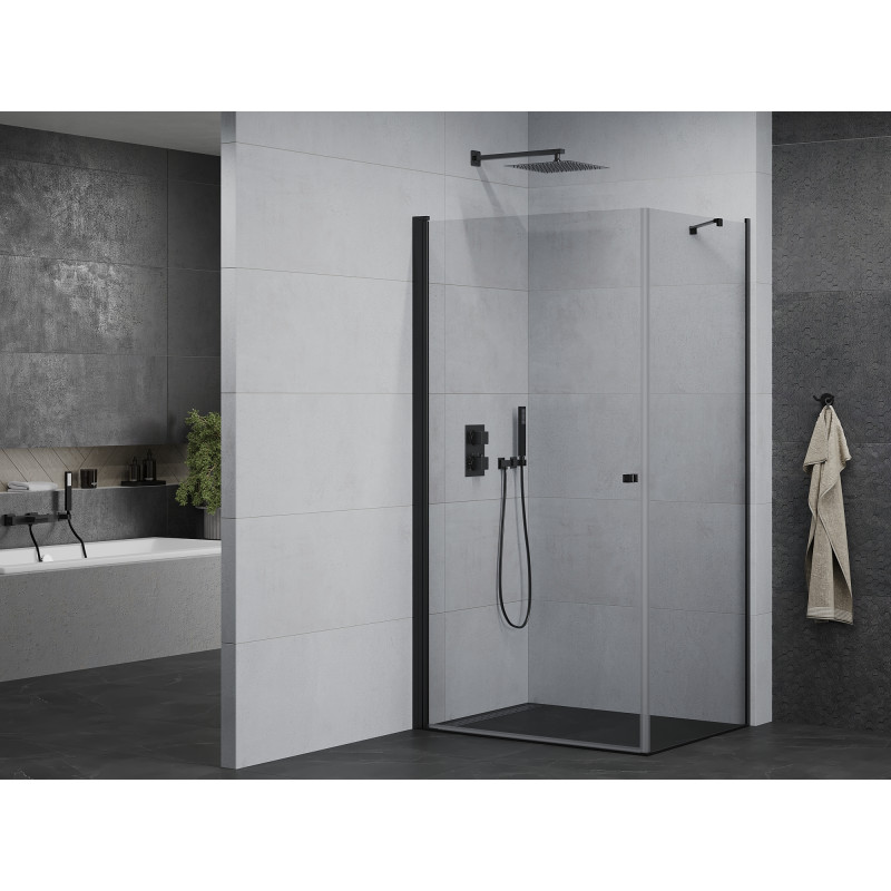 Mexen Pretoria cabine de douche pivotante 90 x 100 cm, transparente, noire - 852-090-100-70-00