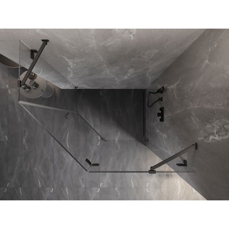 Mexen Lunar cabine de douche pentagonale pivotante droite 90 x 80 cm, transparent, gris canon brossé - 831-090P-080L-66-00-P