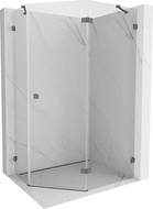 Mexen Lunar cabane de douche pentagonale droite 90 x 80 cm, transparent, gun gray brossé - 831-090P-080L-66-00-P