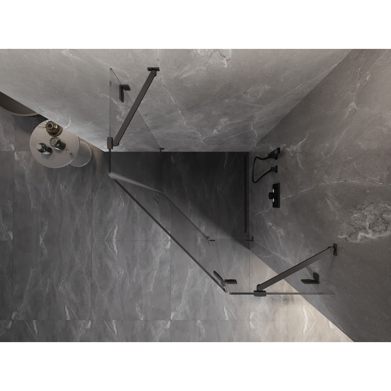 Mexen Lunar cabine de douche pentagonale pivotante droite 90 x 90 cm, transparent, gris canon brossé - 831-090P-090L-66-00-P