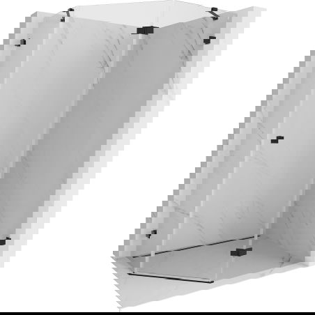 Mexen Lunar cabine de douche pentagonale pivotante droite 90 x 80 cm, transparent, noir - 831-090P-080L-70-00-P