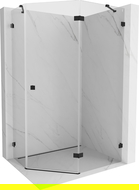 Mexen Lunar cabine de douche pentagonale pivotante droite 90 x 80 cm, transparente, noire - 831-090P-080L-70-00-P