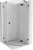 Mexen Lunar cabine de douche pentagonale pivotante droite 90 x 90 cm, transparente, noire - 831-090P-090L-70-00-P