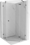 Mexen Lunar cabine de douche pentagonale pivotante droite 80 x 80 cm, transparent, métal noir - 831-080P-080L-95-00-P