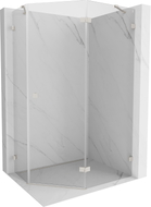 Mexen Lunar cabine de douche pentagonale ouvrante droite 90 x 80 cm, transparent, nickel brossé - 831-090P-080L-97-00-P