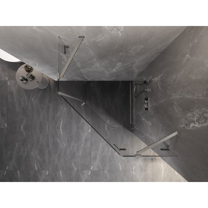 Mexen Lunar cabine de douche pentagonale pivotante droite 100 x 100 cm, transparent, nickel brossé - 831-100P-100L-97-00-P