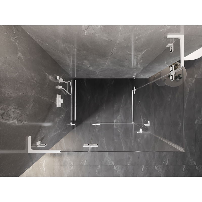 Mexen Lunar L Duo cabine de douche battante gauche 100 x 95 cm, transparente, blanche - 834L-100L-095P-20-00