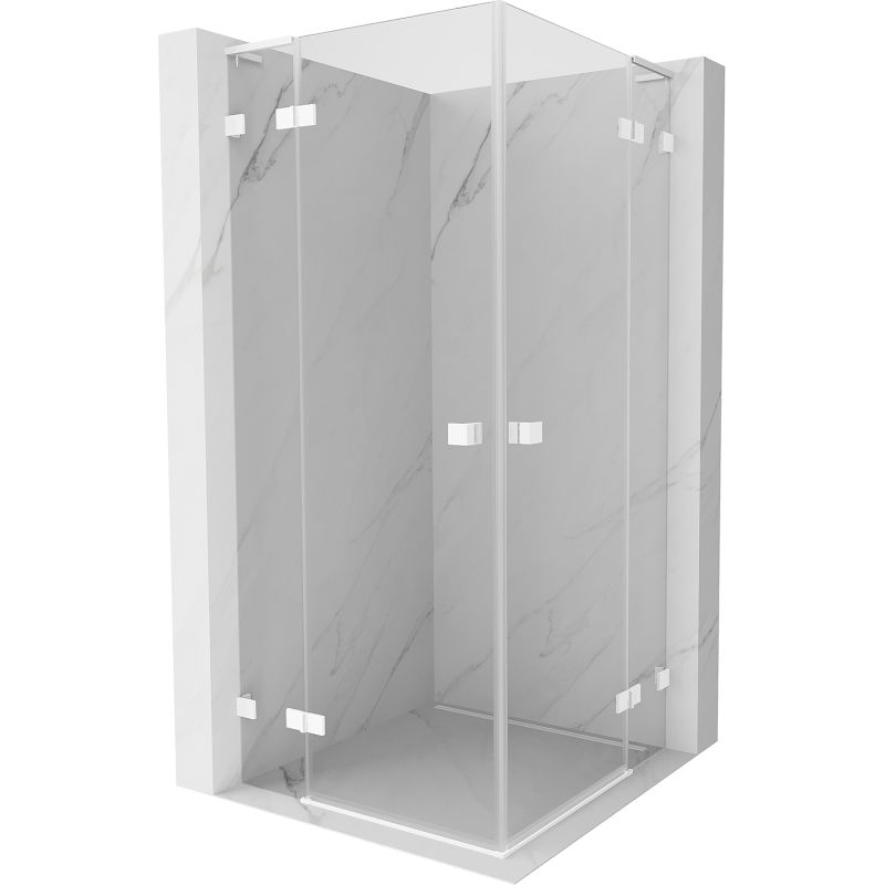 Mexen Lunar L Duo cabine de douche pivotante 100 x 100 cm, transparent, blanc - 834L-100L-100P-20-00
