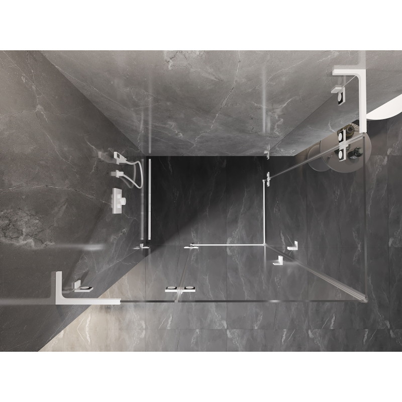 Mexen Lunar L Duo cabine de douche pivotante gauche 110 x 75 cm, transparent, blanc - 834L-110L-075P-20-00