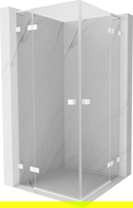 Mexen Lunar L Duo cabine de douche battante 110 x 110 cm, transparent, blanc - 834L-110L-110P-20-00
