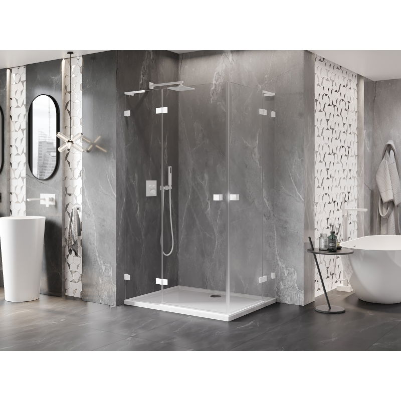 Mexen Lunar L Duo cabine de douche pivotante gauche 120 x 75 cm, transparent, blanc - 834L-120L-075P-20-00