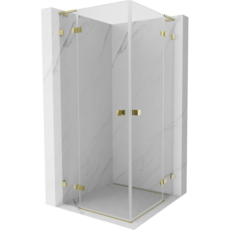 Cabine de douche à charnières Mexen Lunar L Duo 70 x 70 cm, transparent, dorée - 834L-070L-070P-50-00