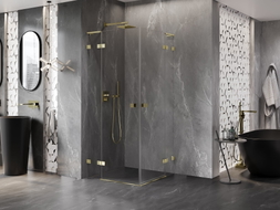 Mexen Lunar L Duo cabine de douche pivotante 70 x 70 cm, transparente, or - 834L-070L-070P-50-00