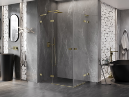Mexen Lunar L Duo cabine de douche pliante 85 x 80 cm, transparent, or - 834L-085L-080P-50-00