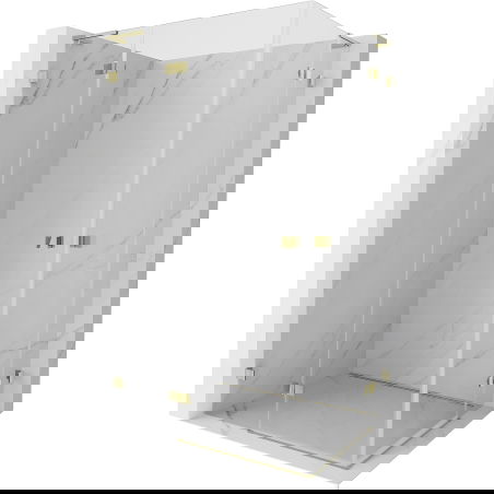 Mexen Lunar L Duo cabine de douche pivotante gauche 95 x 70 cm, transparent, dorée - 834L-095L-070P-50-00