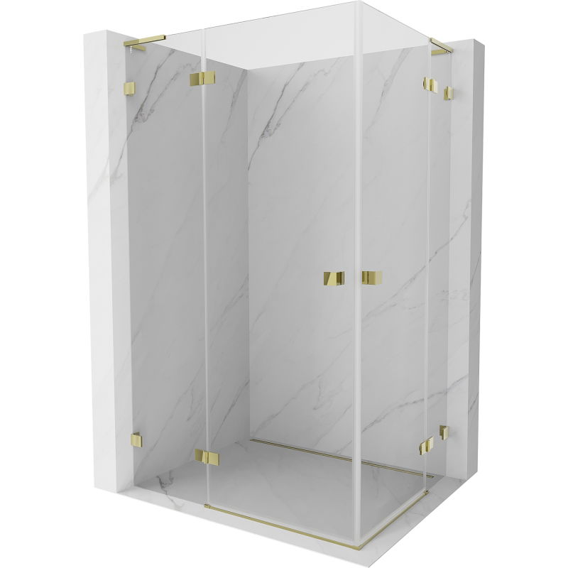 Mexen Lunar L Duo cabine de douche pivotante 95 x 80 cm, transparent, dorée - 834L-095L-080P-50-00