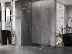Mexen Lunar L Duo cabine de douche pivotante gauche 100 x 70 cm, transparent, or - 834L-100L-070P-50-00