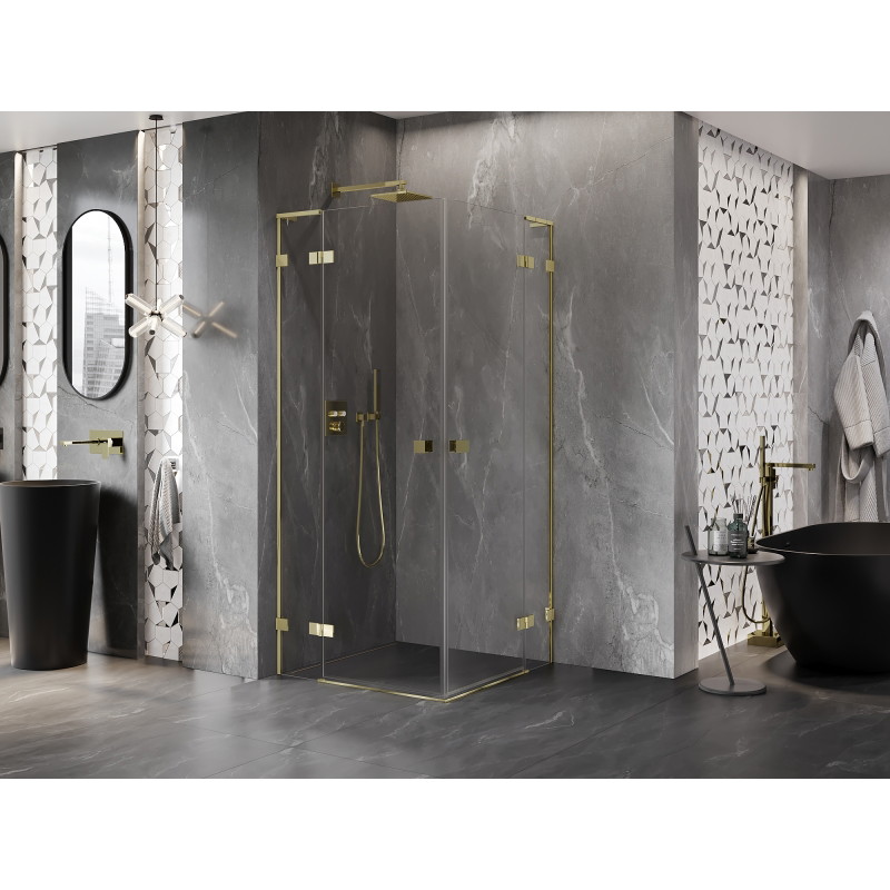 Mexen Lunar L Duo cabine de douche pivotante 100 x 100 cm, transparent, or - 834L-100L-100P-50-00