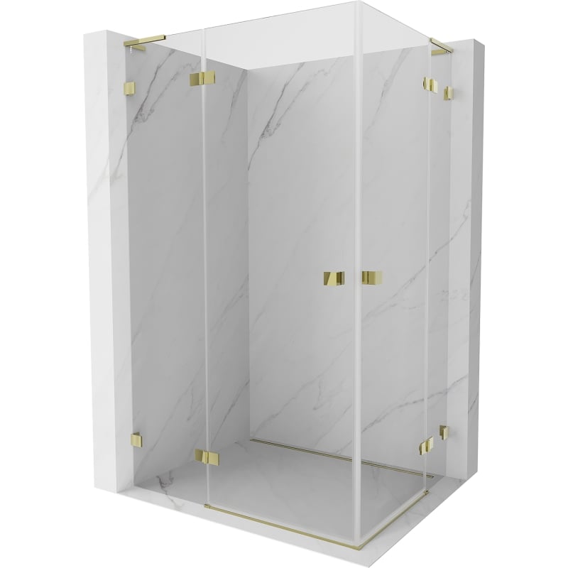 Mexen Lunar L Duo cabine de douche pivotante gauche 115 x 100 cm, transparent, doré - 834L-115L-100P-50-00