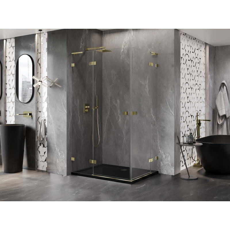 Mexen Lunar L Duo cabine de douche pivotante gauche 120 x 90 cm, transparent, or - 834L-120L-090P-50-00