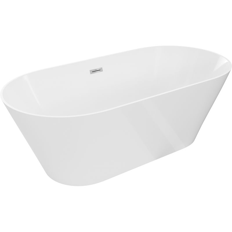 Mexen Luna Slim baignoire autoportante 170 x 75 cm, blanche, trop-plein chromé - 52041707500-01