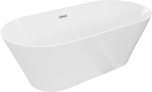 Mexen Luna Slim baignoire autoportante 170 x 75 cm, blanche, trop-plein chromé - 52041707500-01
