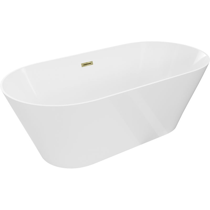 Mexen Luna Slim baignoire autoportante 170 x 75 cm, blanche, trop-plein doré - 52041707500-50