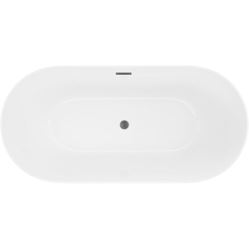 Mexen Luna Slim baignoire autoportante 170 x 75 cm, blanche, trop-plein gun gray brossé - 52041707500-66