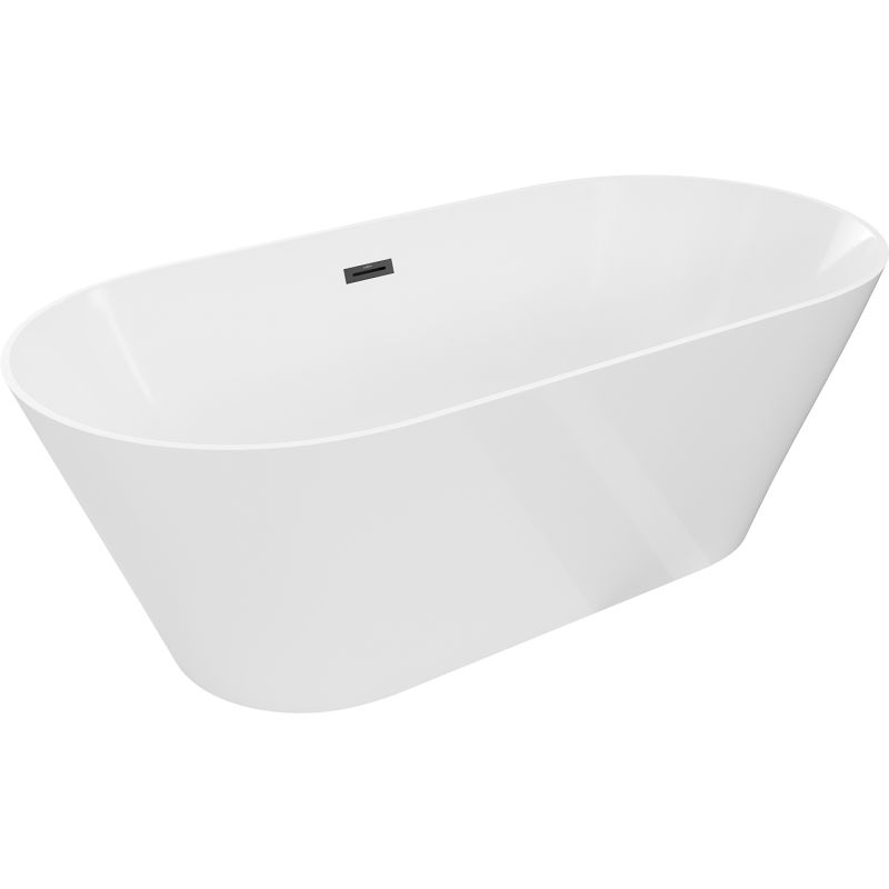 Mexen Luna Slim baignoire autoportante 170 x 75 cm, blanche, trop-plein noir - 52041707500-70