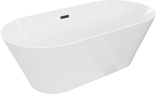 Mexen Luna Slim baignoire autoportante 170 x 75 cm, blanche, trop-plein noir - 52041707500-70