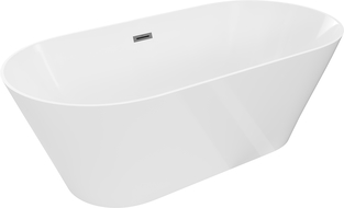 Mexen Luna Slim baignoire indépendante 170 x 75 cm, blanche, trop-plein gun metal - 52041707500-95