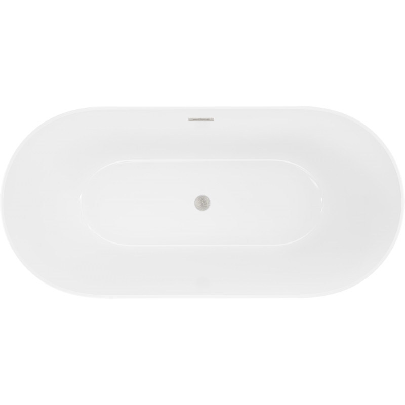 Mexen Luna Slim baignoire autoportante 170 x 75 cm, blanche, trop-plein nickel brossé - 52041707500-97