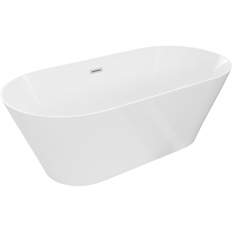 Mexen Luna Slim baignoire autoportante 170 x 75 cm, blanche, trop-plein nickel brossé - 52041707500-97