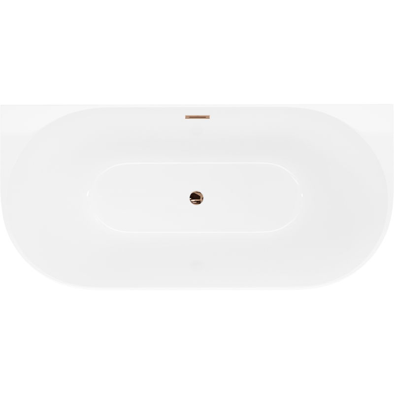 Mexen Oval Slim baignoire autoportante adossée 170 x 80 cm, blanche, trop-plein or rose - 52661708000-60