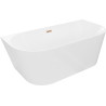 Mexen Oval Slim baignoire autoportante adossée 170 x 80 cm, blanche, trop-plein en cuivre brossé - 52661708000-65