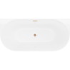 Mexen Oval Slim baignoire autoportante adossée 170 x 80 cm, blanche, trop-plein en cuivre brossé - 52661708000-65