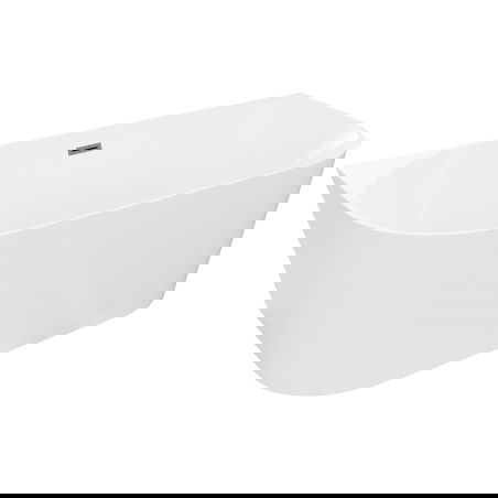 Mexen Oval Slim baignoire autoportante adossée 170 x 80 cm, blanche, trop-plein gris fusil brossé - 52661708000-66