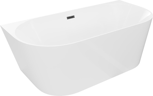 Mexen Oval Slim baignoire autoportante murale 170 x 80 cm, blanche, trop-plein noir - 52661708000-70