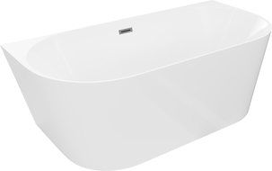 Mexen Oval Slim baignoire indépendante murale 170 x 80 cm, blanche, trop-plein gun metal - 52661708000-95