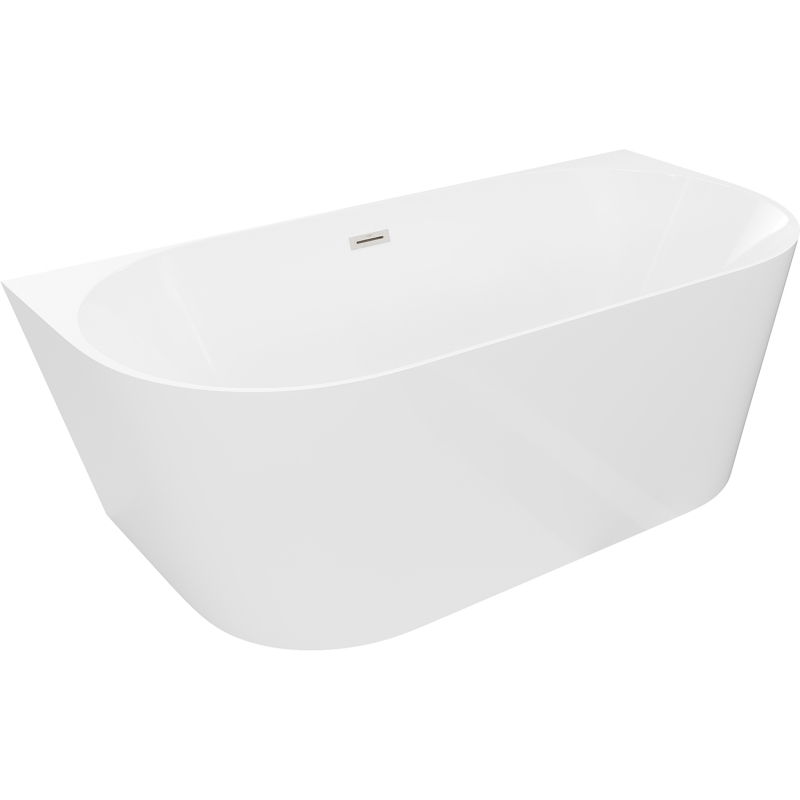 Mexen Oval Slim baignoire autoportante murale 170 x 80 cm, blanc, trop-plein nickel brossé - 52661708000-97