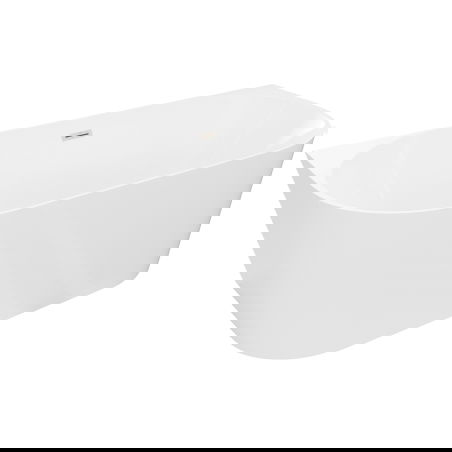 Mexen Oval Slim baignoire autoportante murale 170 x 80 cm, blanche, trop-plein nickel brossé - 52661708000-97