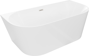 Mexen Oval Slim baignoire autoportante murale 170 x 80 cm, blanc, trop-plein nickel brossé - 52661708000-97