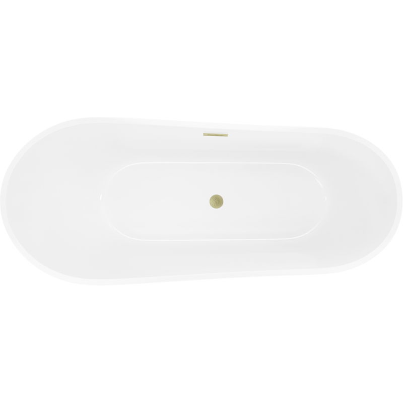Mexen Dora baignoire autoportante 150 x 75 cm, blanche, trop-plein doré brossé - 52071507500-55