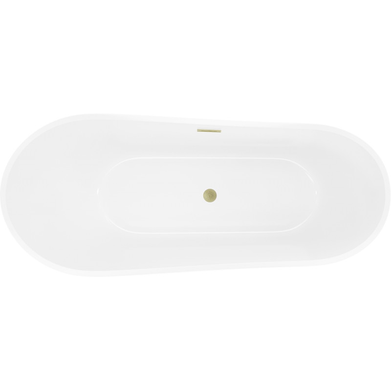 Mexen Dora baignoire autoportante 150 x 75 cm, blanche, trop-plein or brossé - 52071507500-55