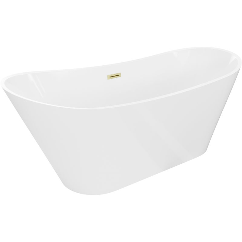 Baignoire autoportante Mexen Dora 150 x 75 cm, blanche, trop-plein or brossé - 52071507500-55