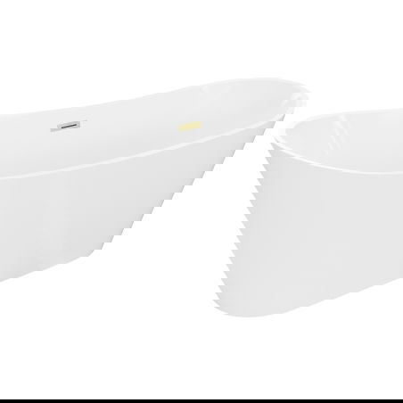 Mexen Dora baignoire autoportante 150 x 75 cm, blanche, trop-plein doré brossé - 52071507500-55