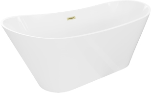 Mexen Dora baignoire autoportante 150 x 75 cm, blanche, trop-plein or brossé - 52071507500-55