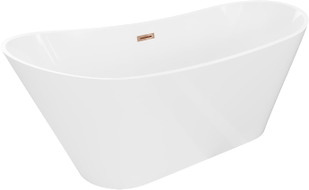 Mexen Dora baignoire autonome 150 x 75 cm, blanche, trop-plein or rose - 52071507500-60