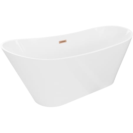 Mexen Dora baignoire autoportante 150 x 75 cm, blanche, trop-plein cuivre brossé - 52071507500-65