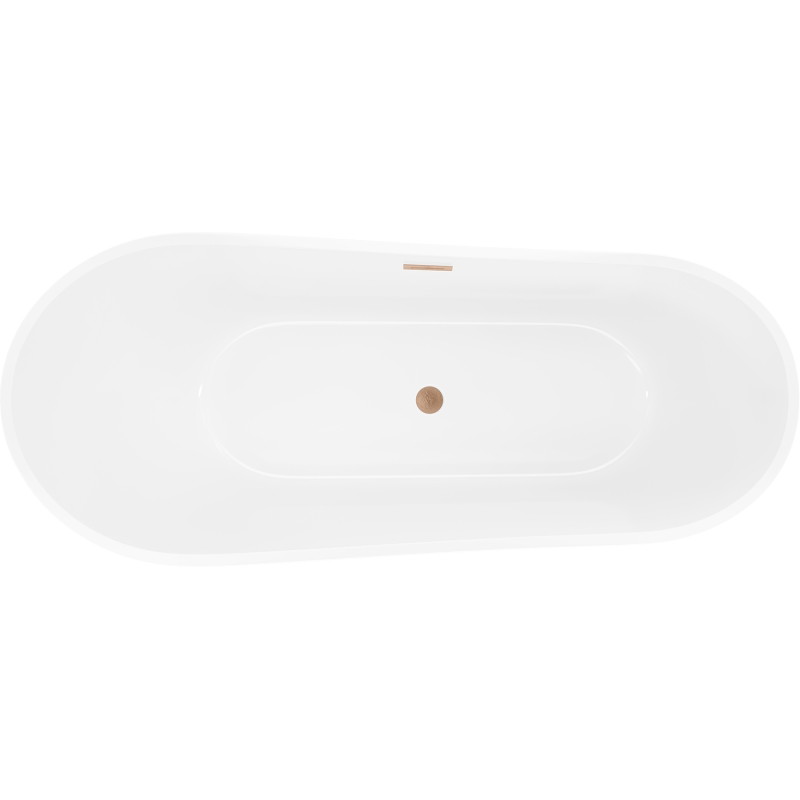 Mexen Dora baignoire autoportante 150 x 75 cm, blanche, trop-plein cuivre brossé - 52071507500-65